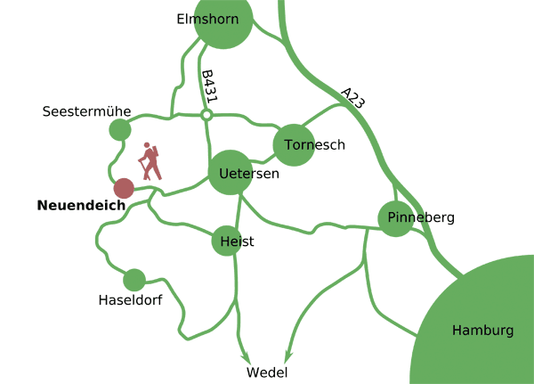 Anfahrtsskizze Wanderweg Neuendeich